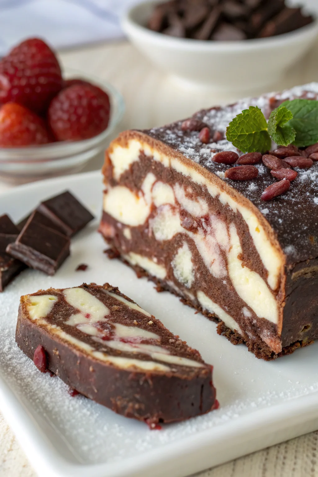 A delicious plate of salame dolce al cioccolato e mascarpone