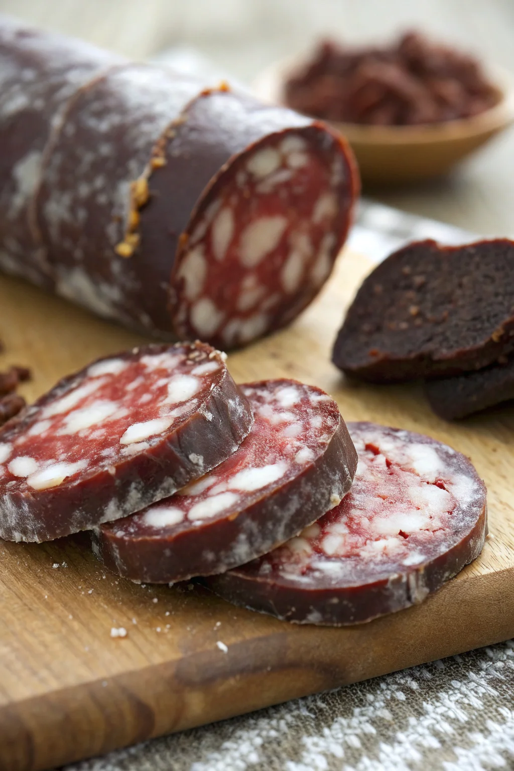 A delicious plate of salame al cioccolato senza uova crude