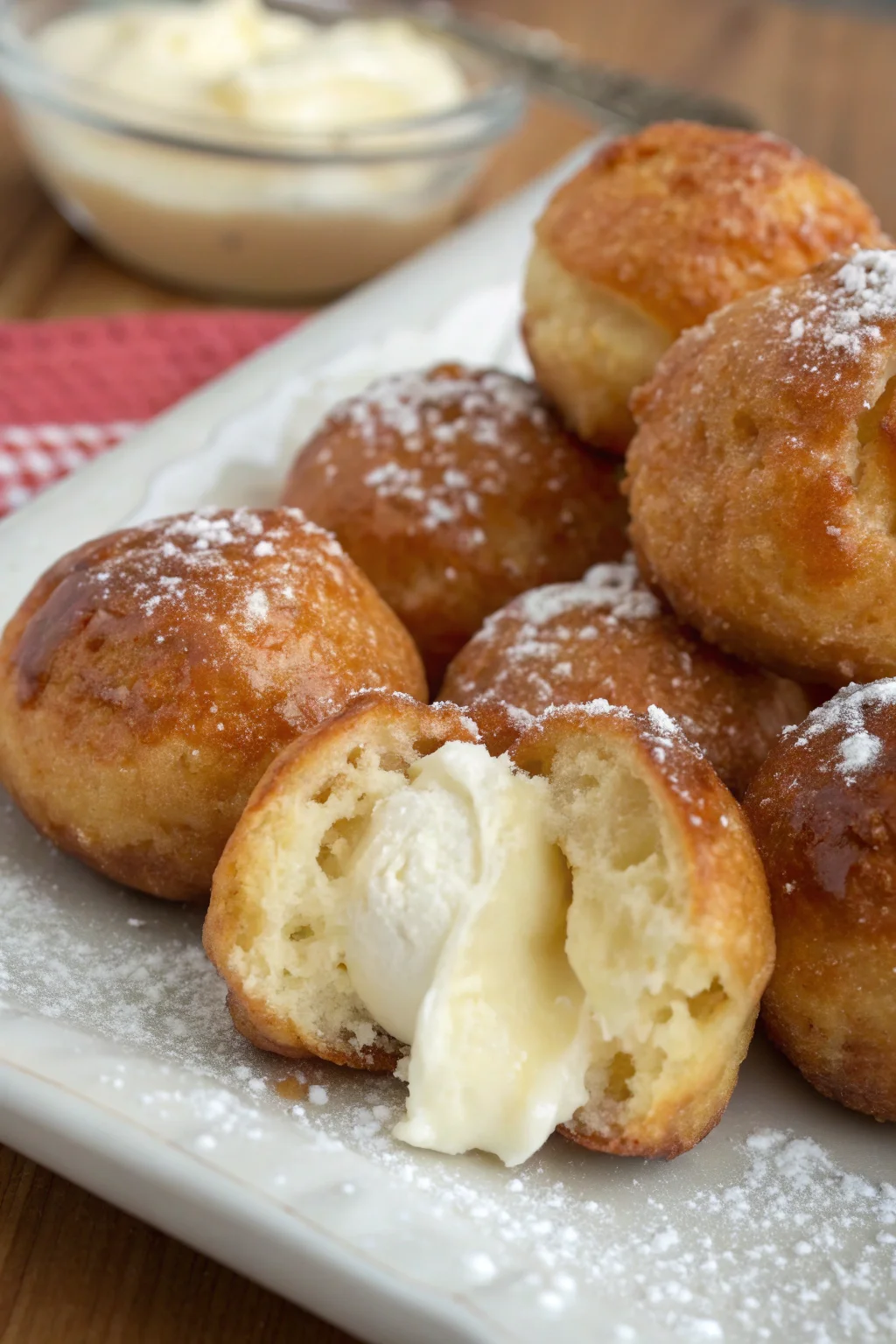 A delicious plate of castagnole morbide ripiene di ricotta