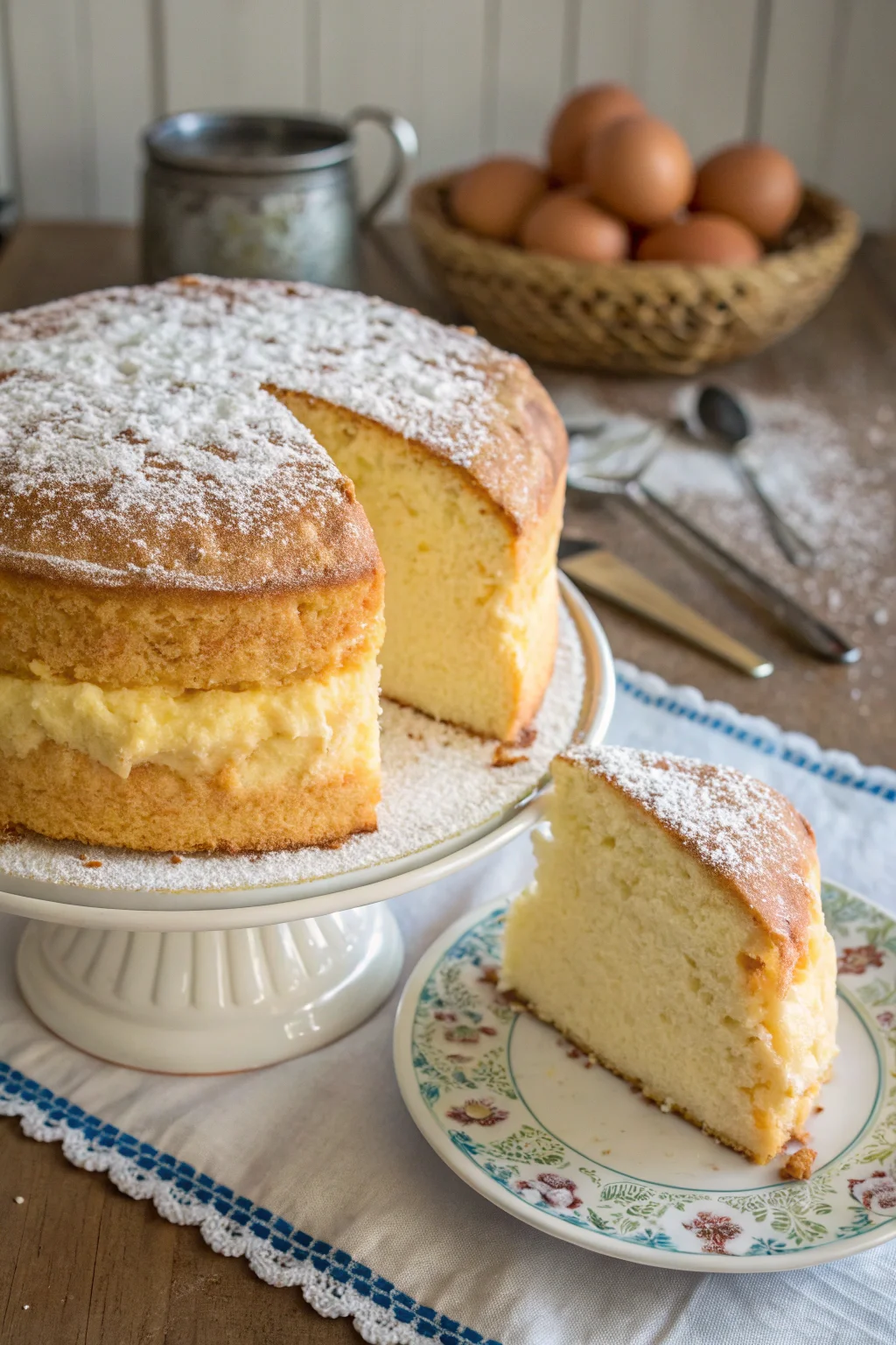 A delicious plate of pan di spagna altissimo e soffice