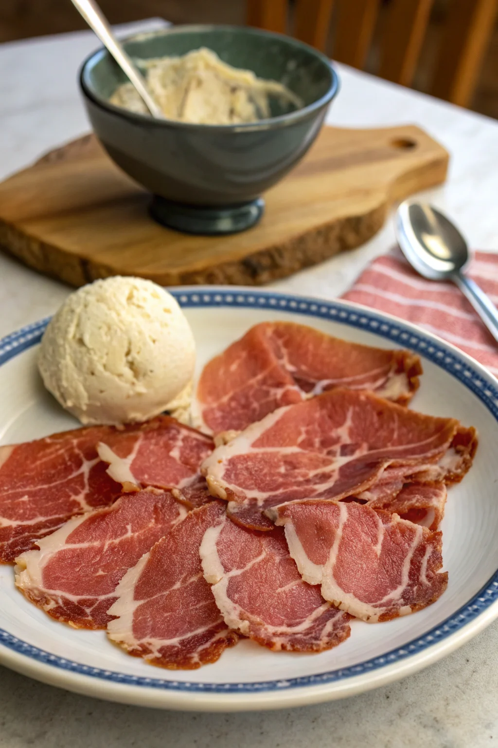 A delicious plate of coppa del nonno fatta in casa senza gelatiera