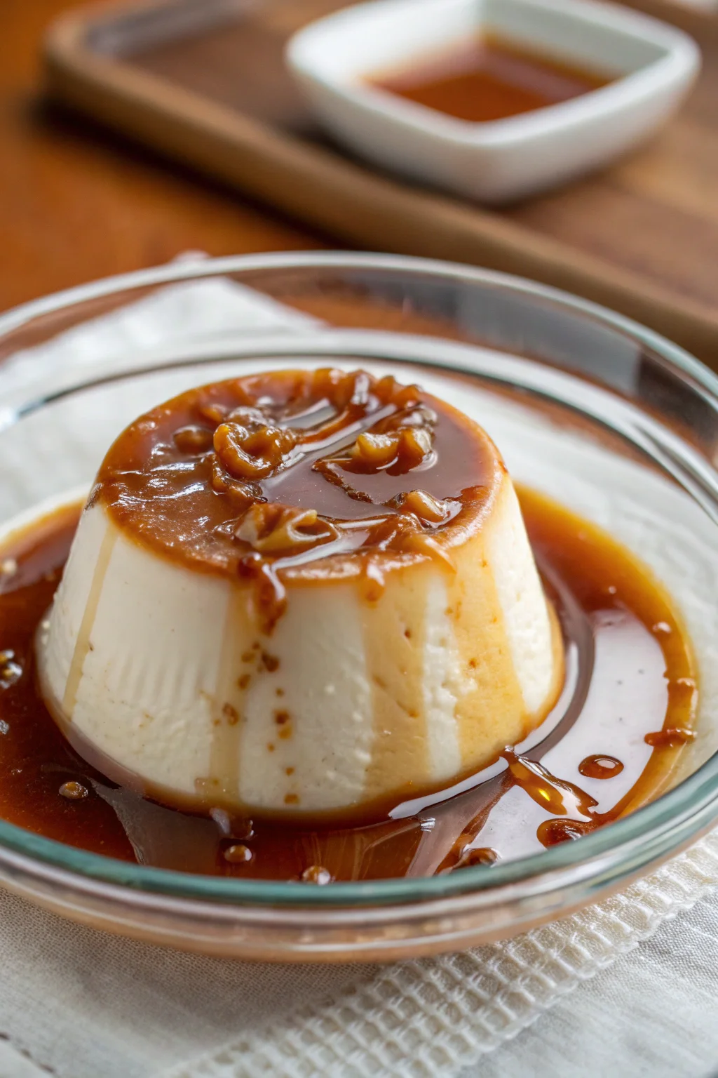 A delicious plate of ricetta panna cotta al caramello salato