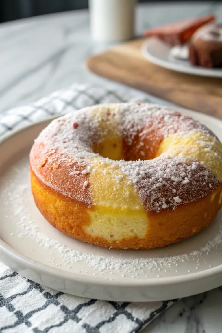 A delicious plate of ciambella bicolore soffice