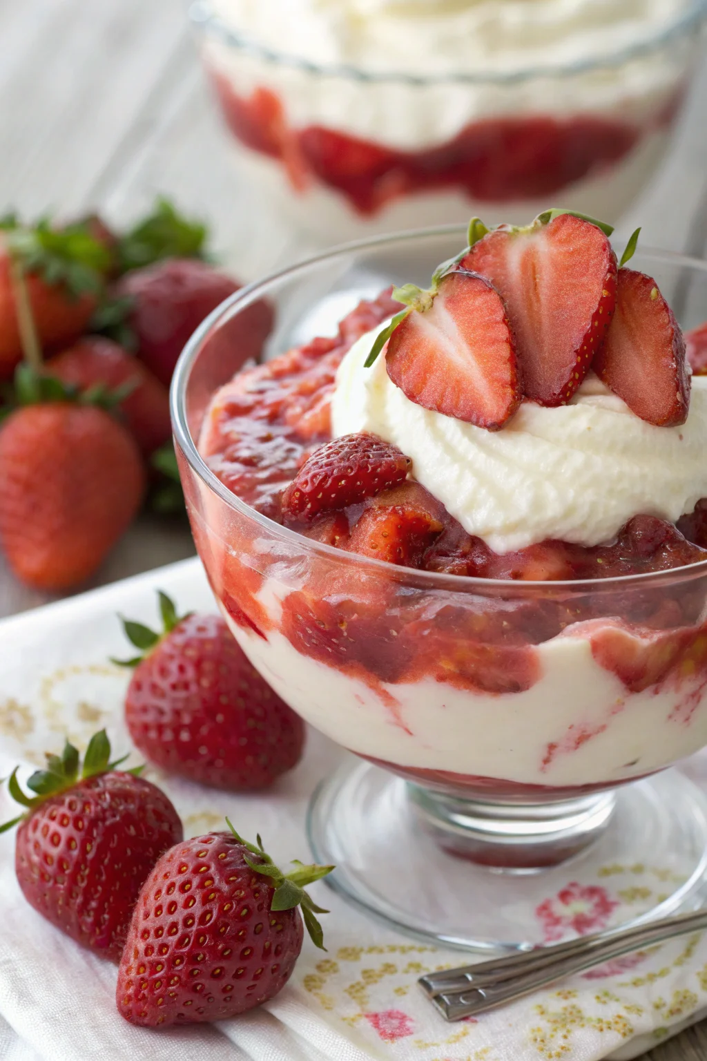 A delicious plate of bavarese alle fragole con purea fresca