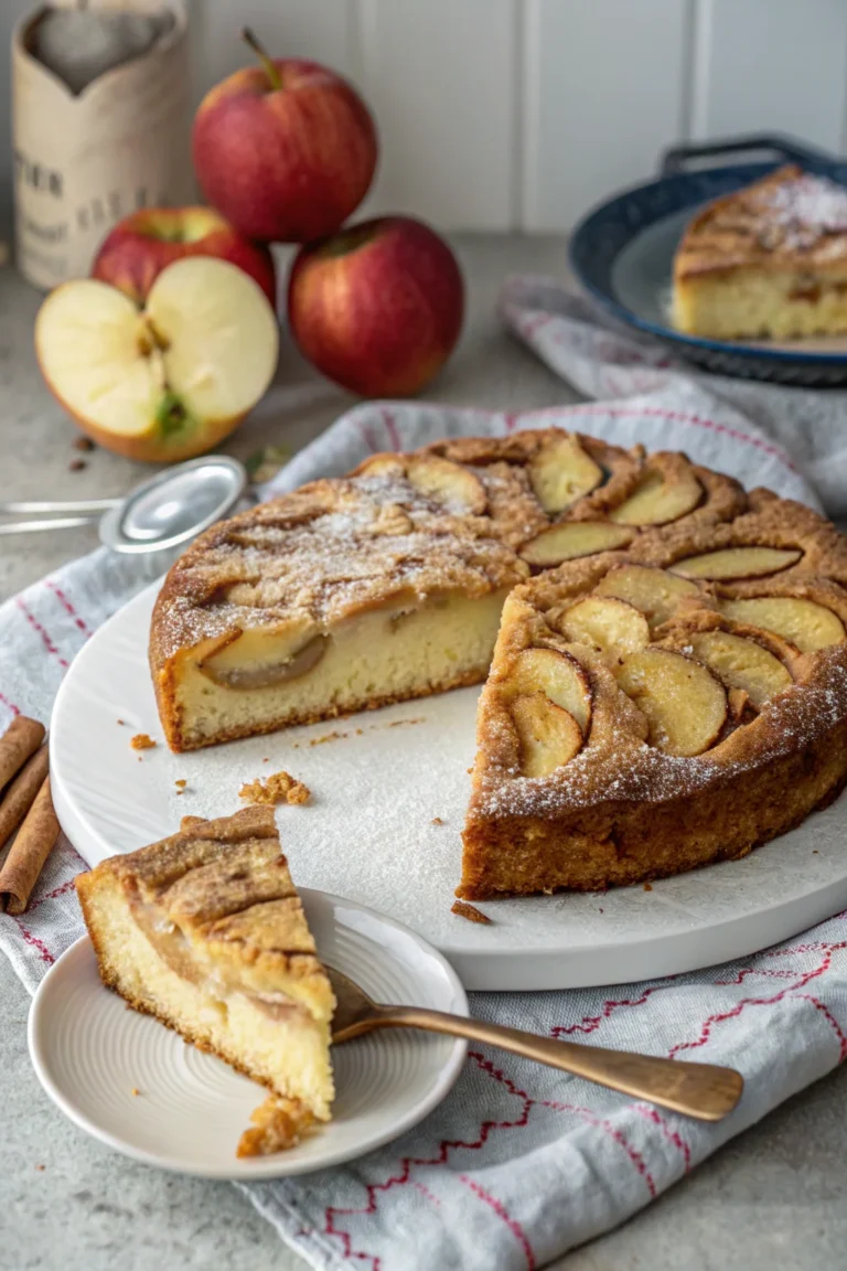 A delicious plate of torta di mele soffice senza burro