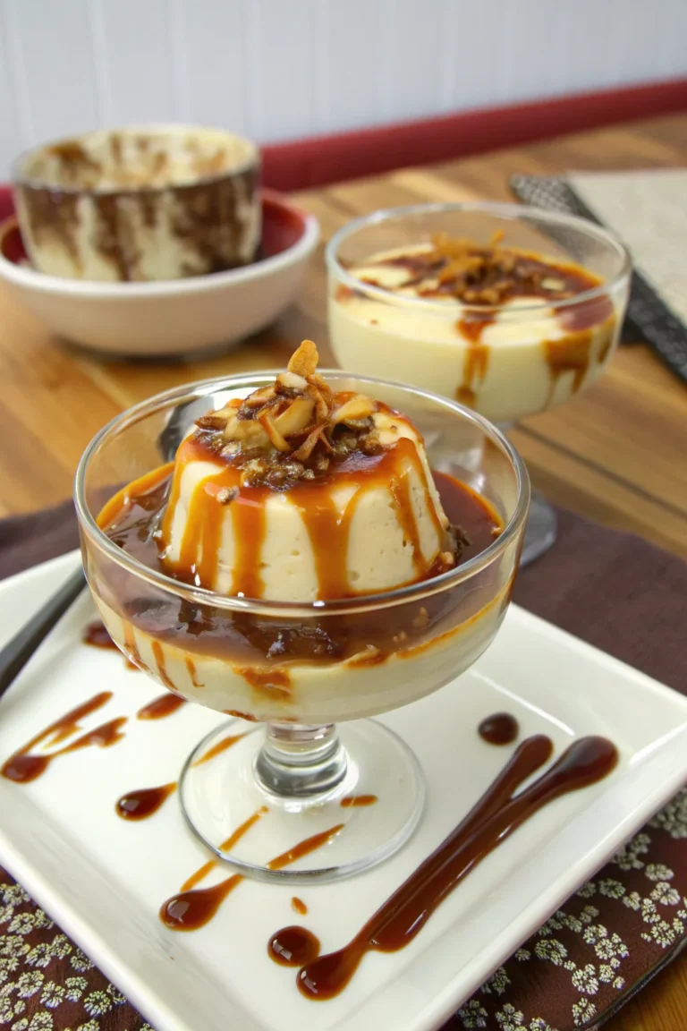 A delicious plate of ricetta panna cotta al caramello salato