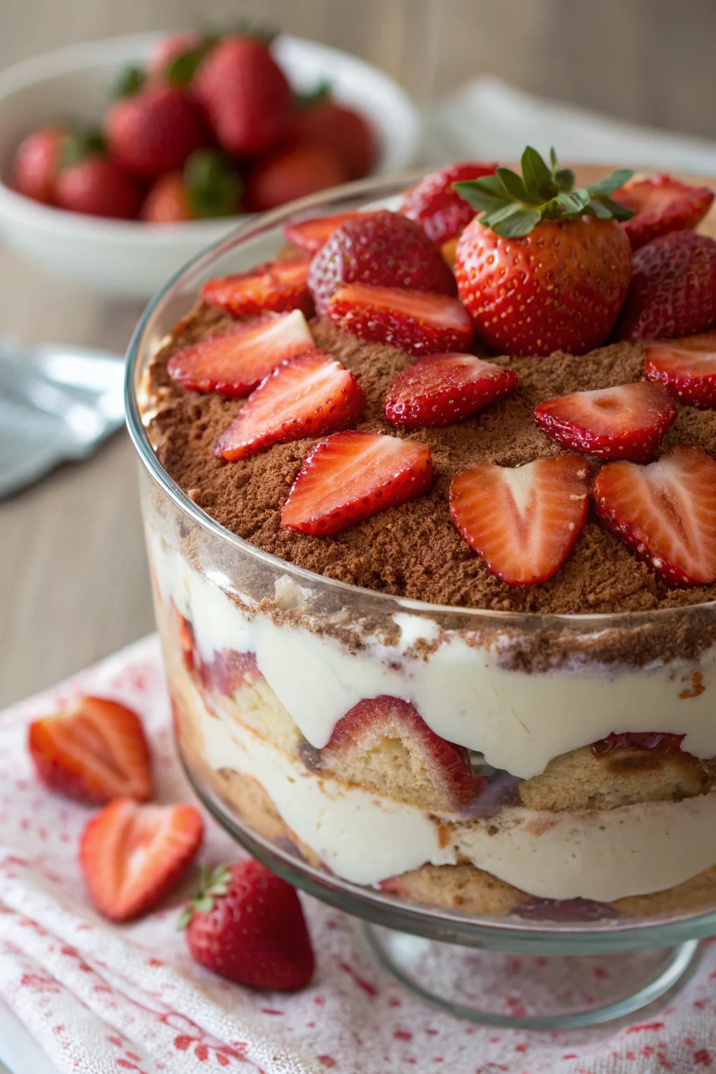 A delicious plate of tiramisù alle fragole senza mascarpone