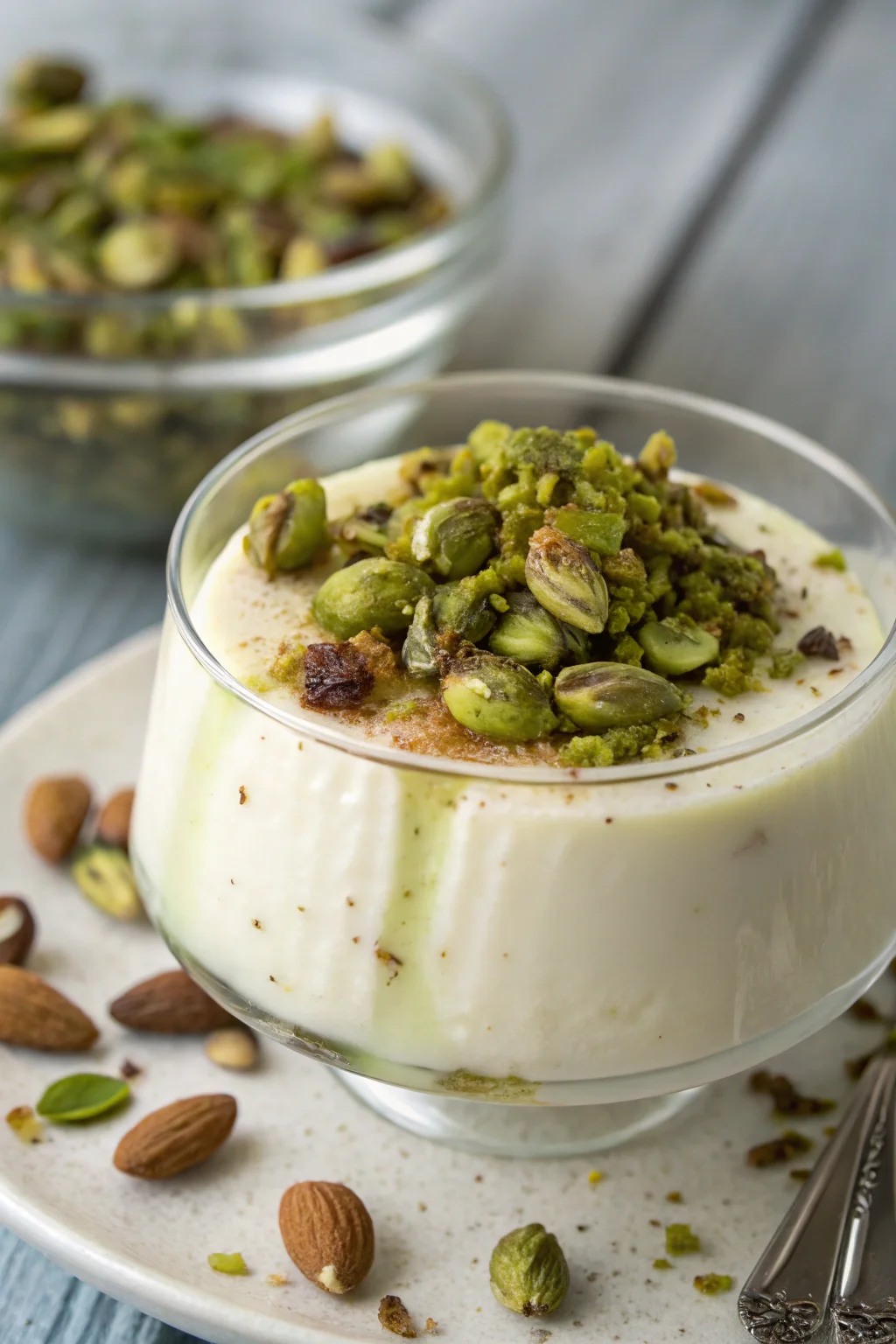 A delicious plate of panna cotta al pistacchio di bronte
