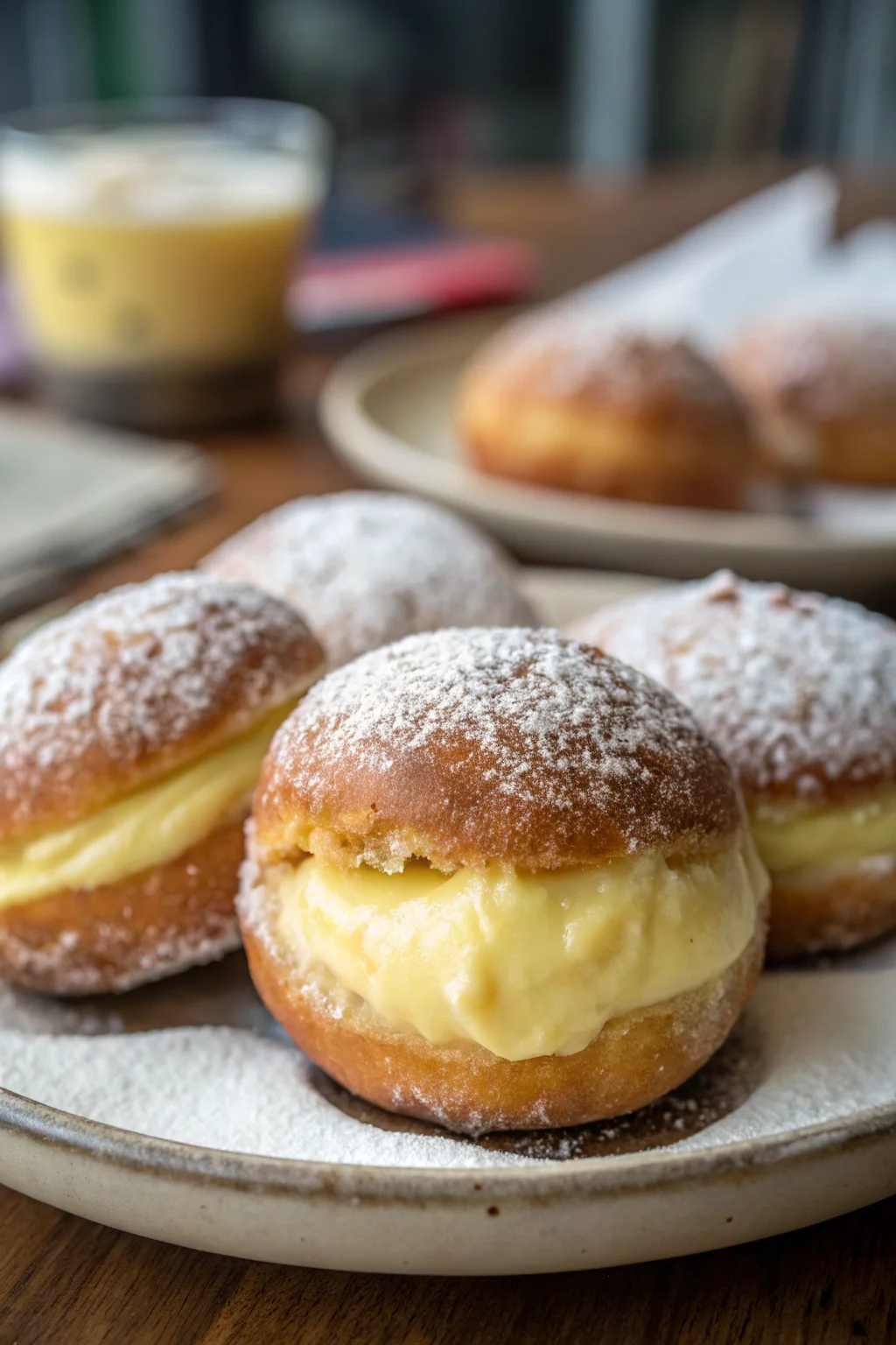 A delicious plate of bomboloni alla crema come al bar