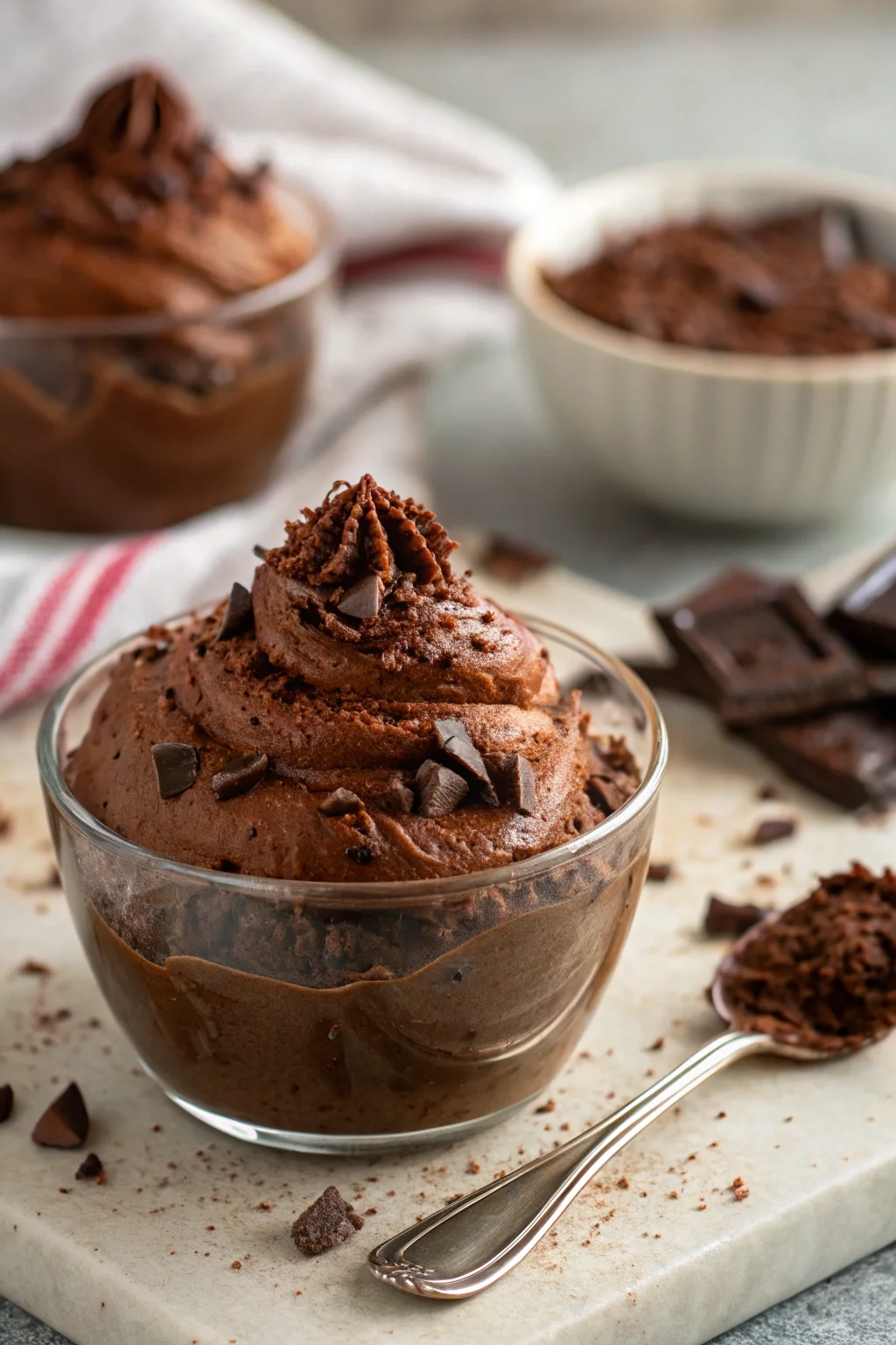 A delicious plate of mousse al cioccolato fondente con solo 2 ingredienti