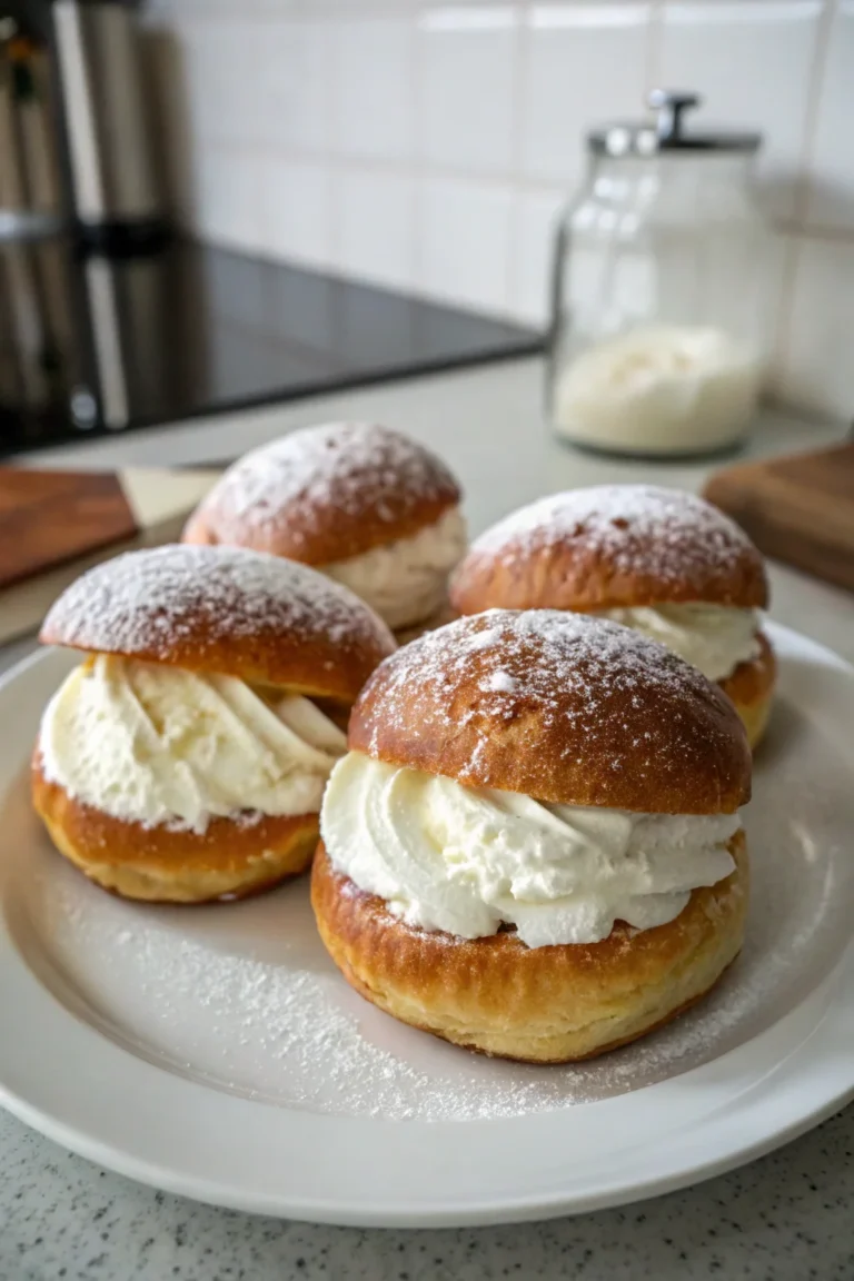A delicious plate of ricetta maritozzi con la panna