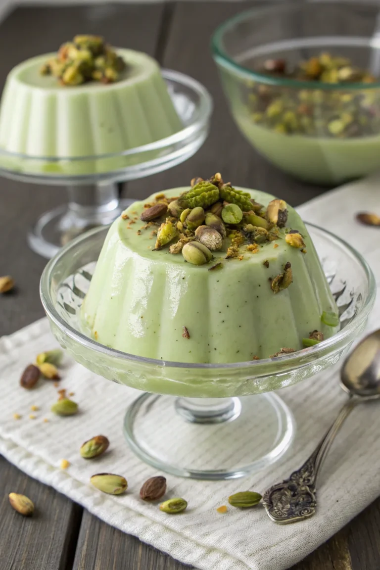 A delicious plate of panna cotta al pistacchio di bronte