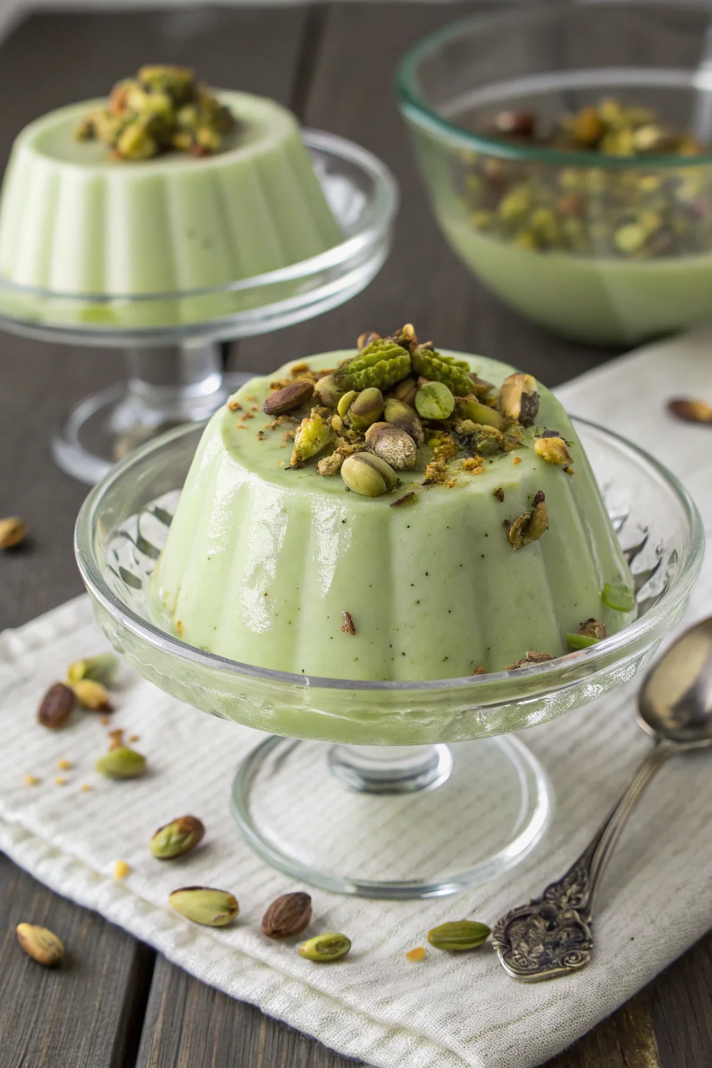 A delicious plate of panna cotta al pistacchio di bronte