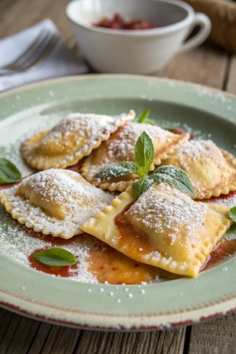 A delicious plate of cauciuni abruzzesi (ravioli dolci)