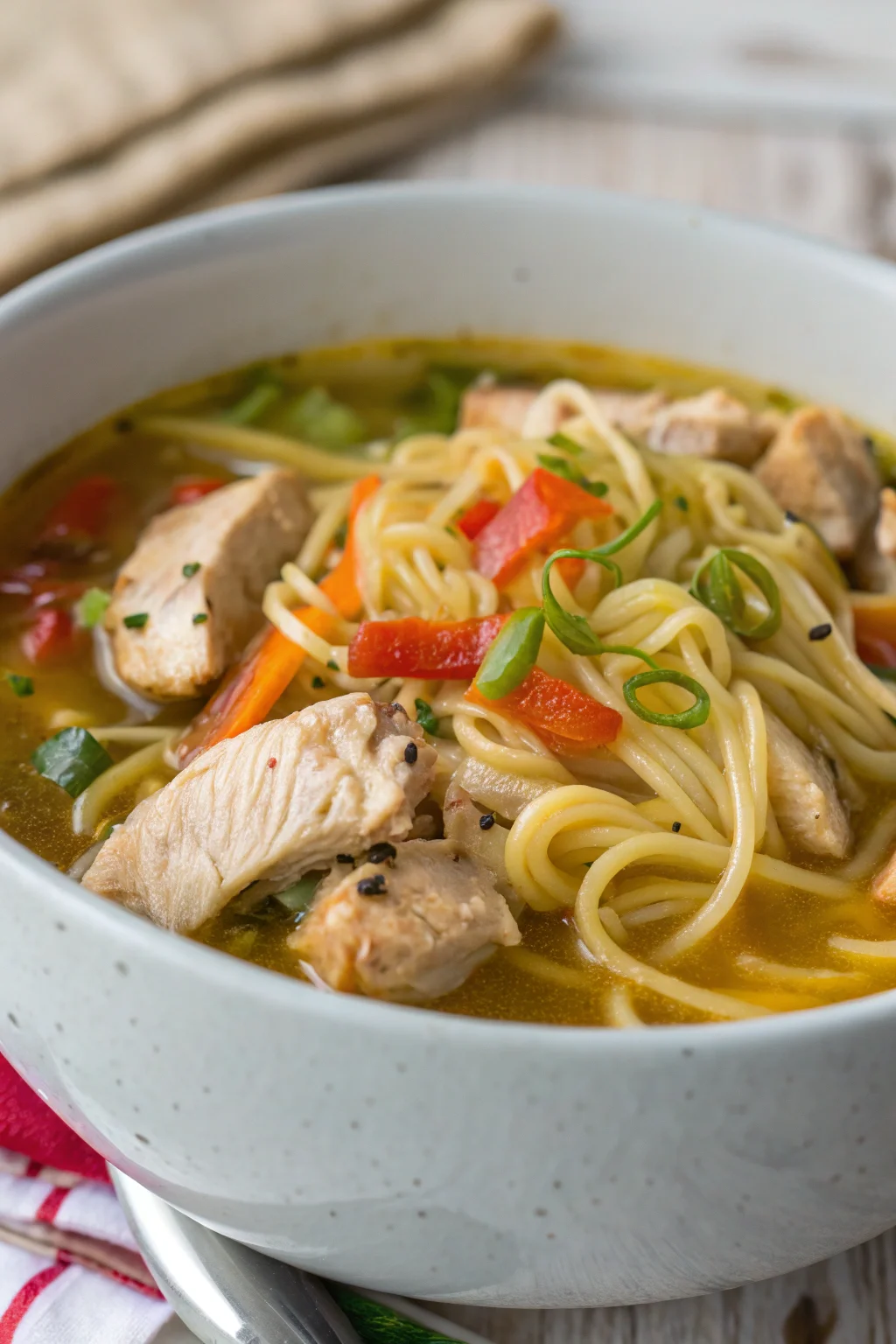 A delicious plate of Zuppa di Noodles di Pollo al Miso