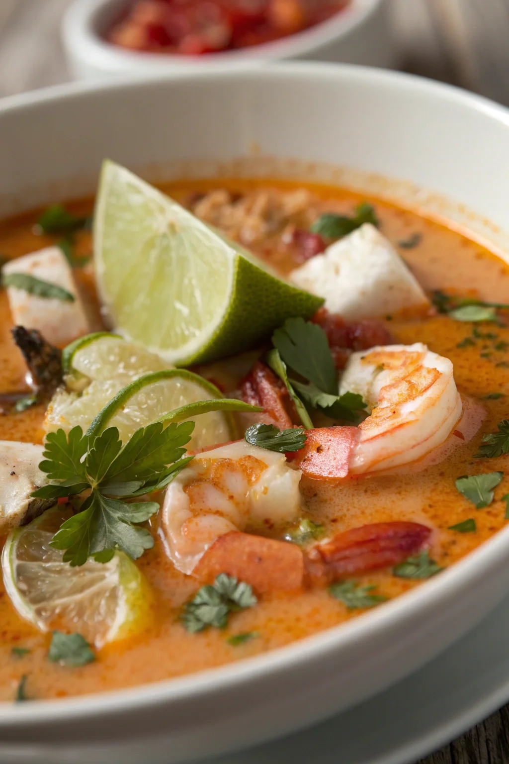 Zuppa di Pesce al Cocco e Lime 2 A delicious plate of Zuppa di Pesce al Cocco e Lime