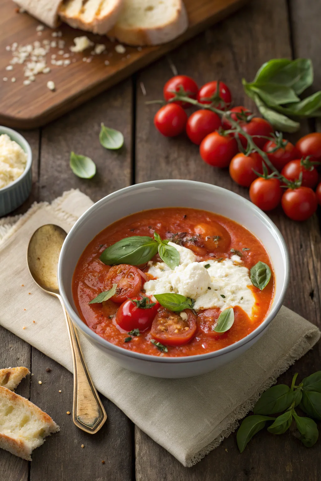 A delicious plate of Zuppa di Pomodoro e Ricotta