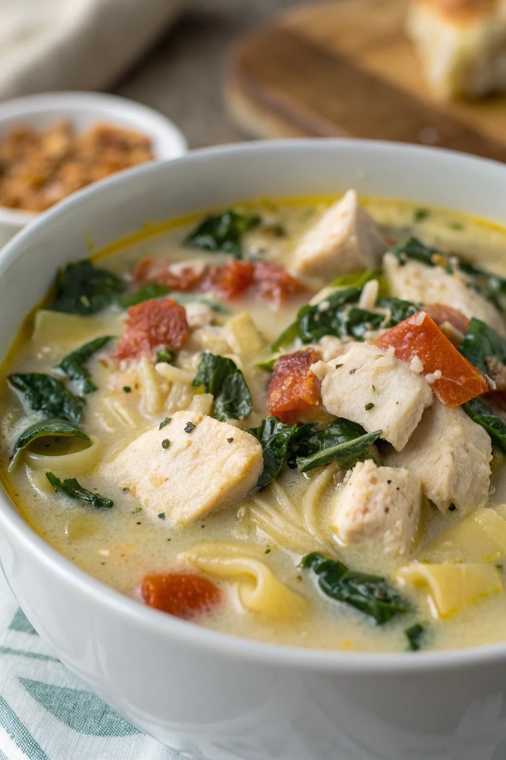 A delicious plate of Zuppa di Pollo Toscana