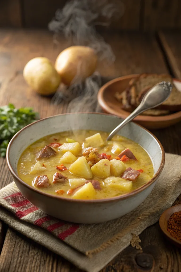 A delicious plate of Zuppa di Patate con 4 Ingredienti