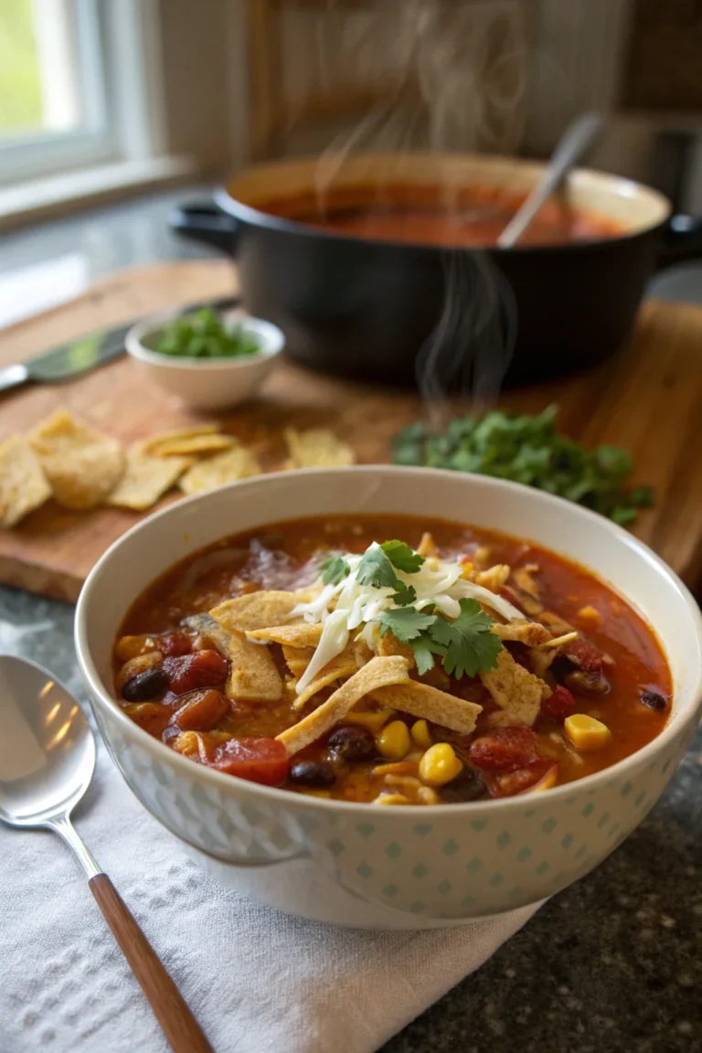 A delicious plate of Zuppa di Tortilla con 5 Ingredienti
