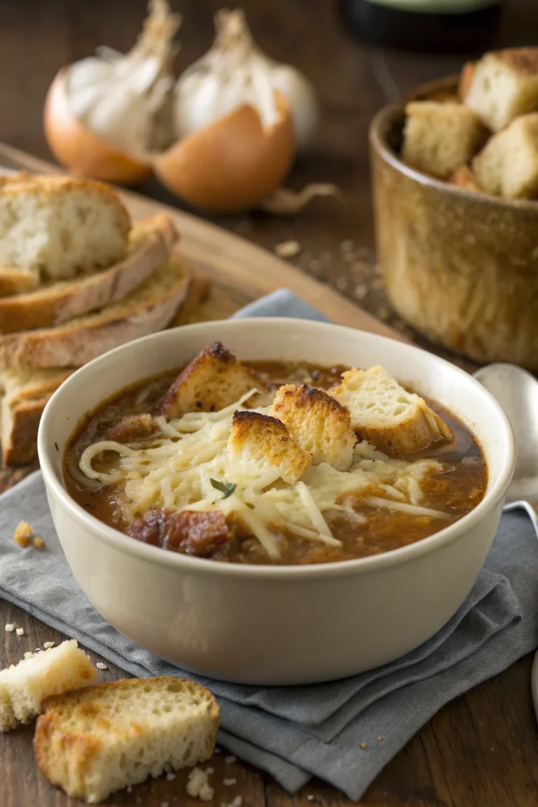 A delicious plate of Zuppa di Cipolle Francese Pigra