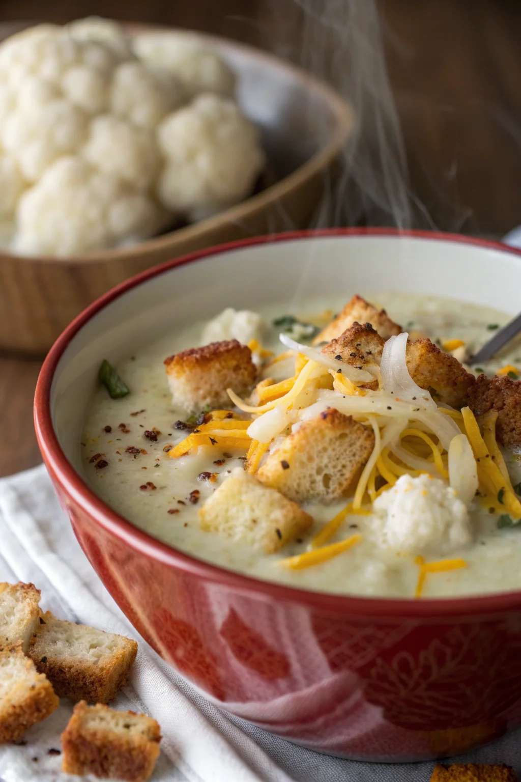 A delicious plate of Zuppa di Cavolfiore e Cheddar