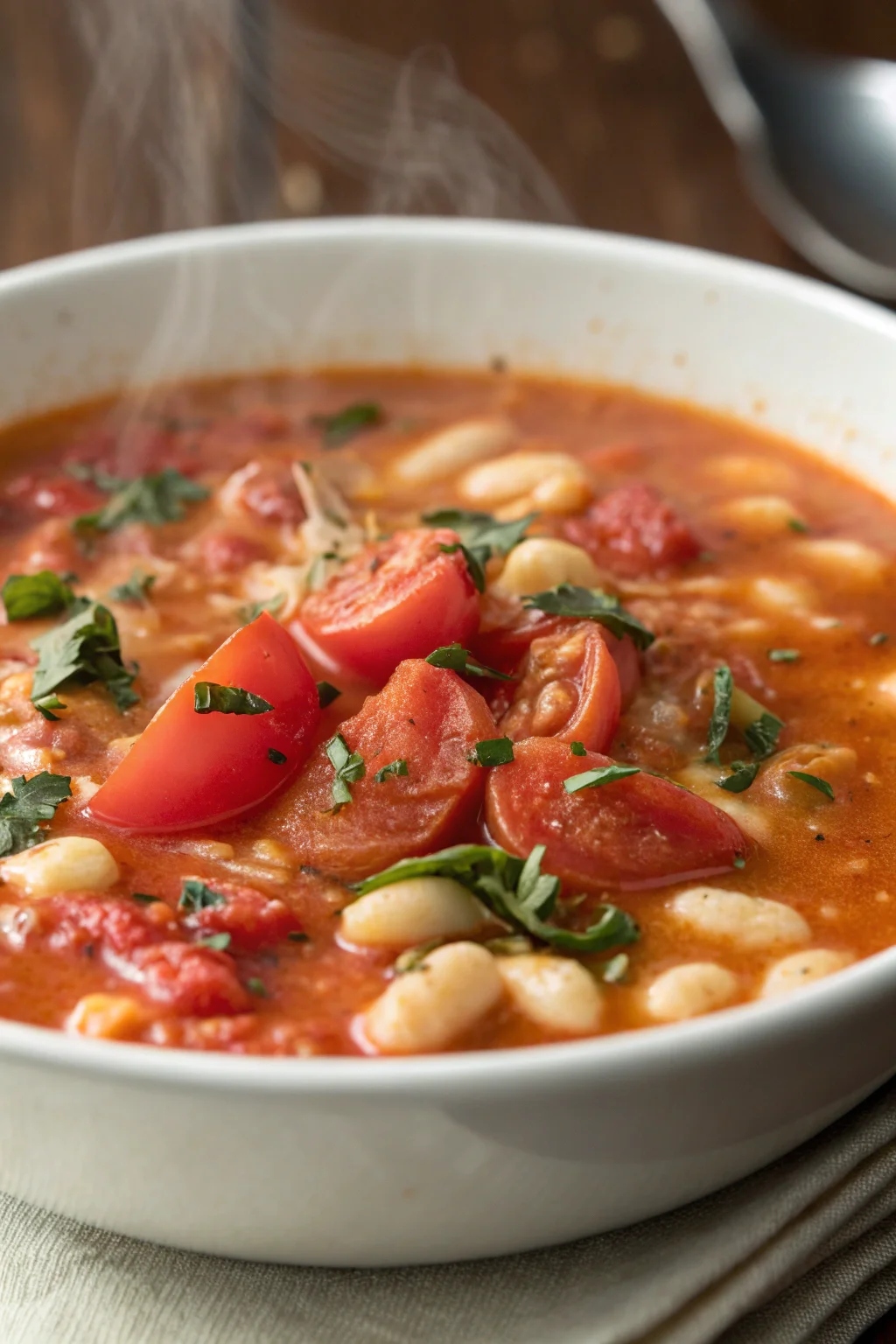 A delicious plate of Zuppa Cremosa di Pomodoro e Fagioli