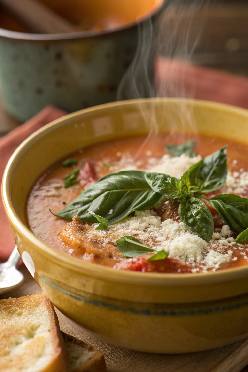 A delicious plate of Zuppa di Pomodoro Cremosa in Stile Panera