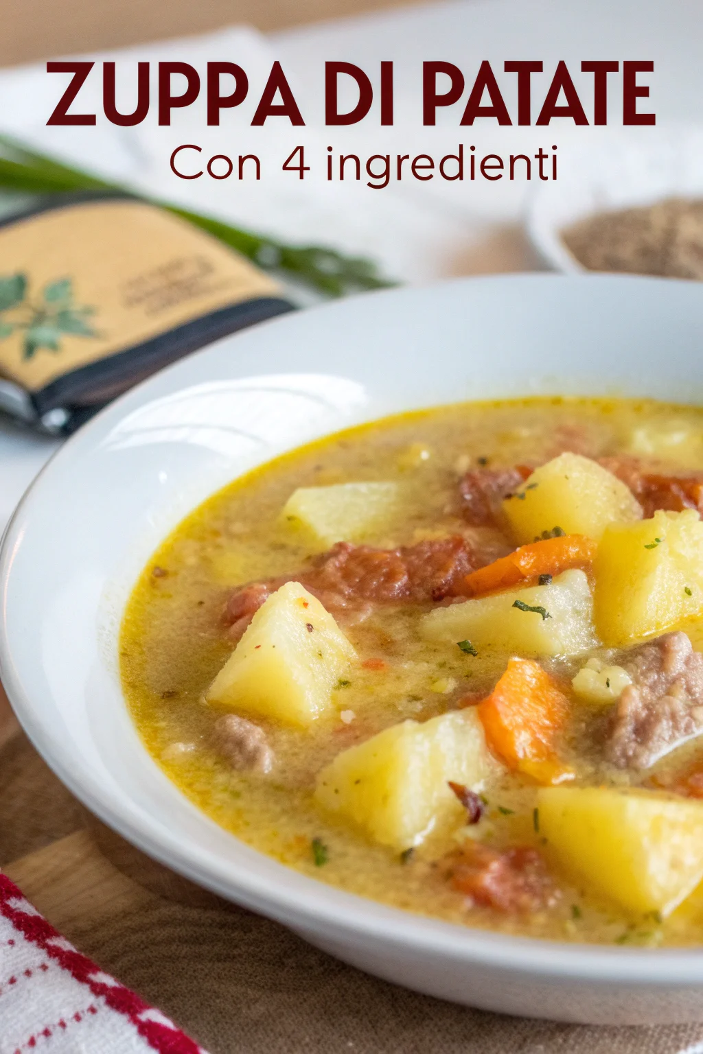 A delicious plate of Zuppa di Patate con 4 Ingredienti