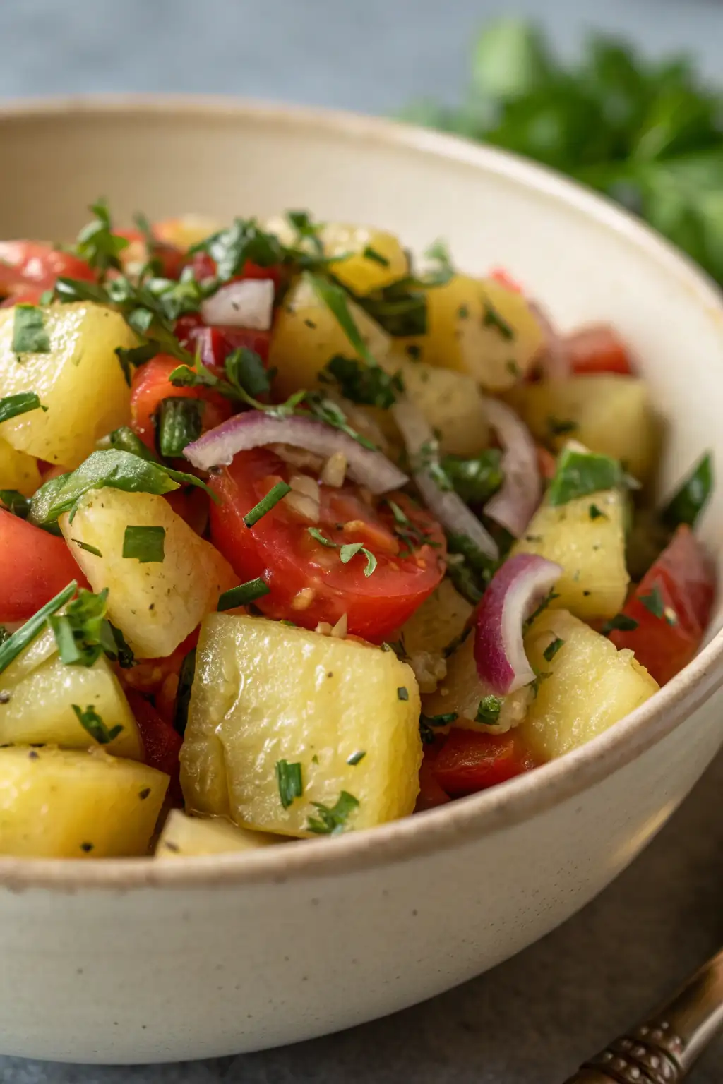 A delicious plate of Insalata di Patate in Stile Armeno