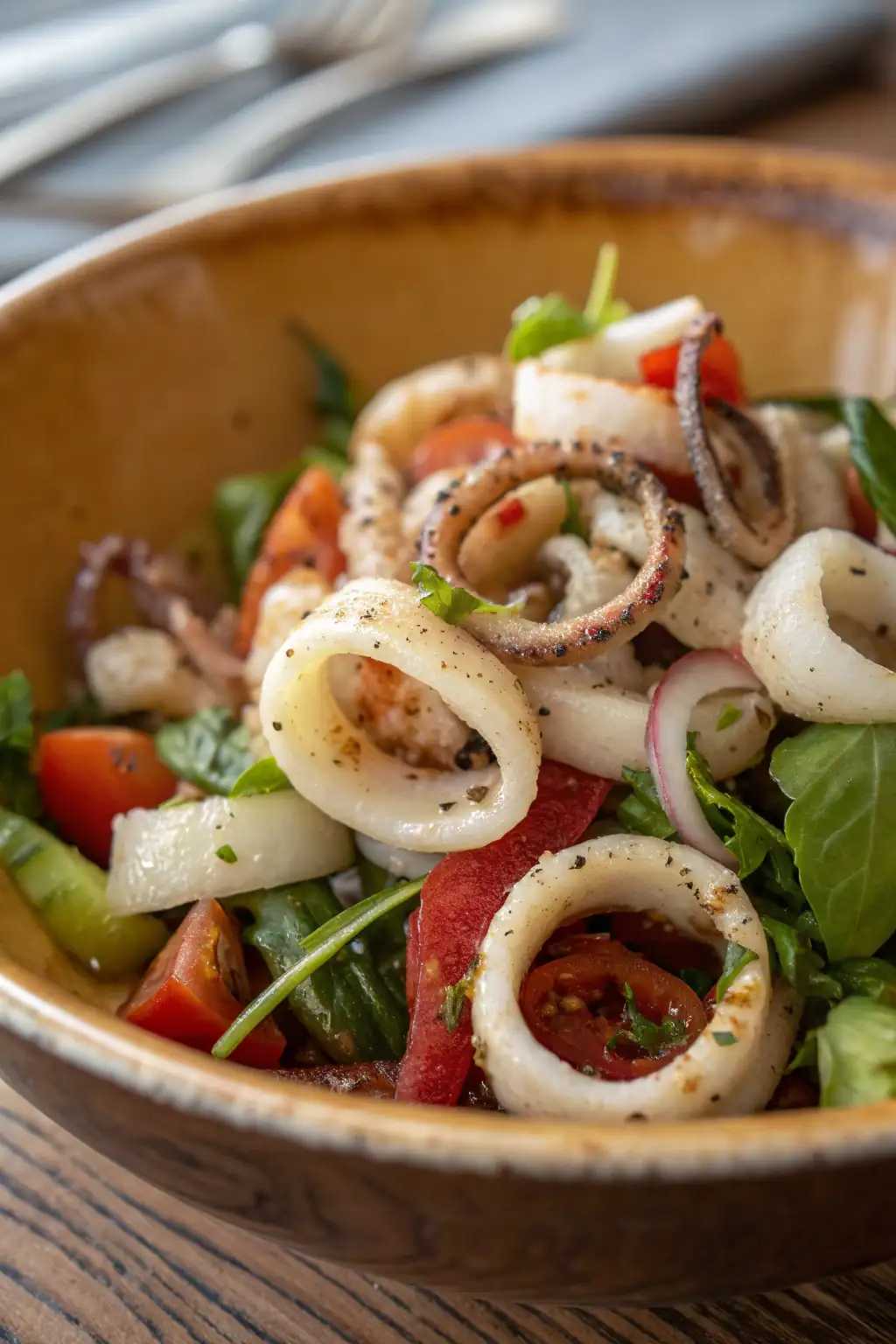 A delicious plate of Insalata di Calamari Calda