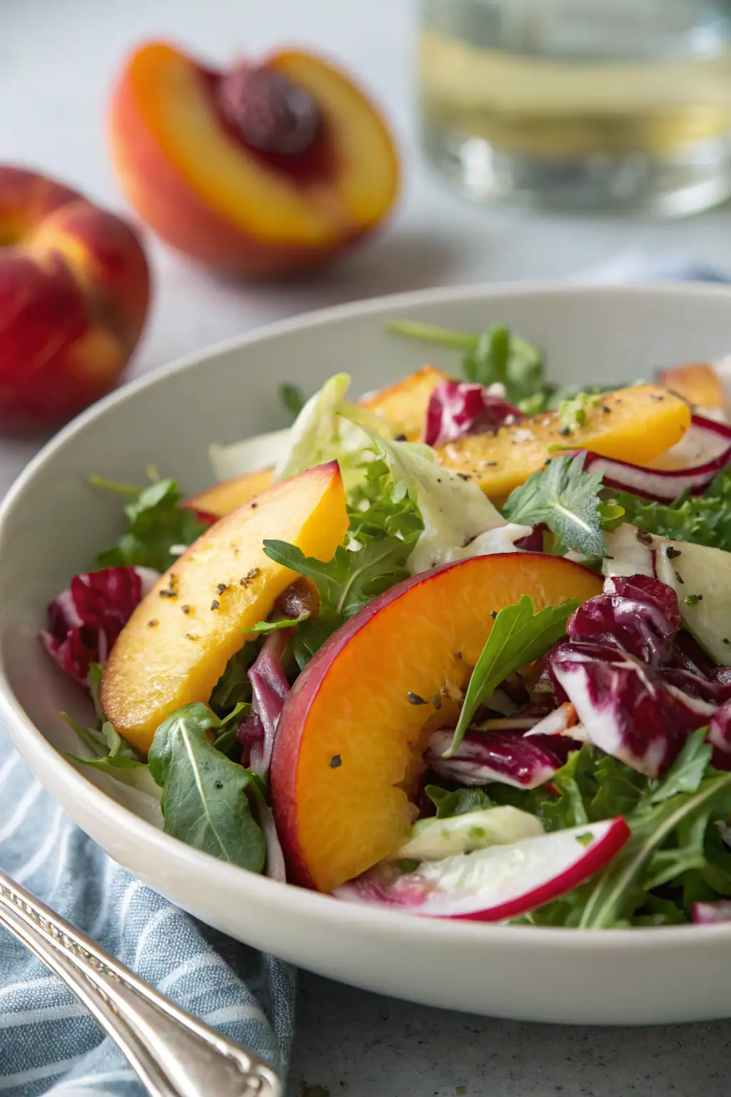 A delicious plate of Insalata di Cavolo Piccante con Pesche