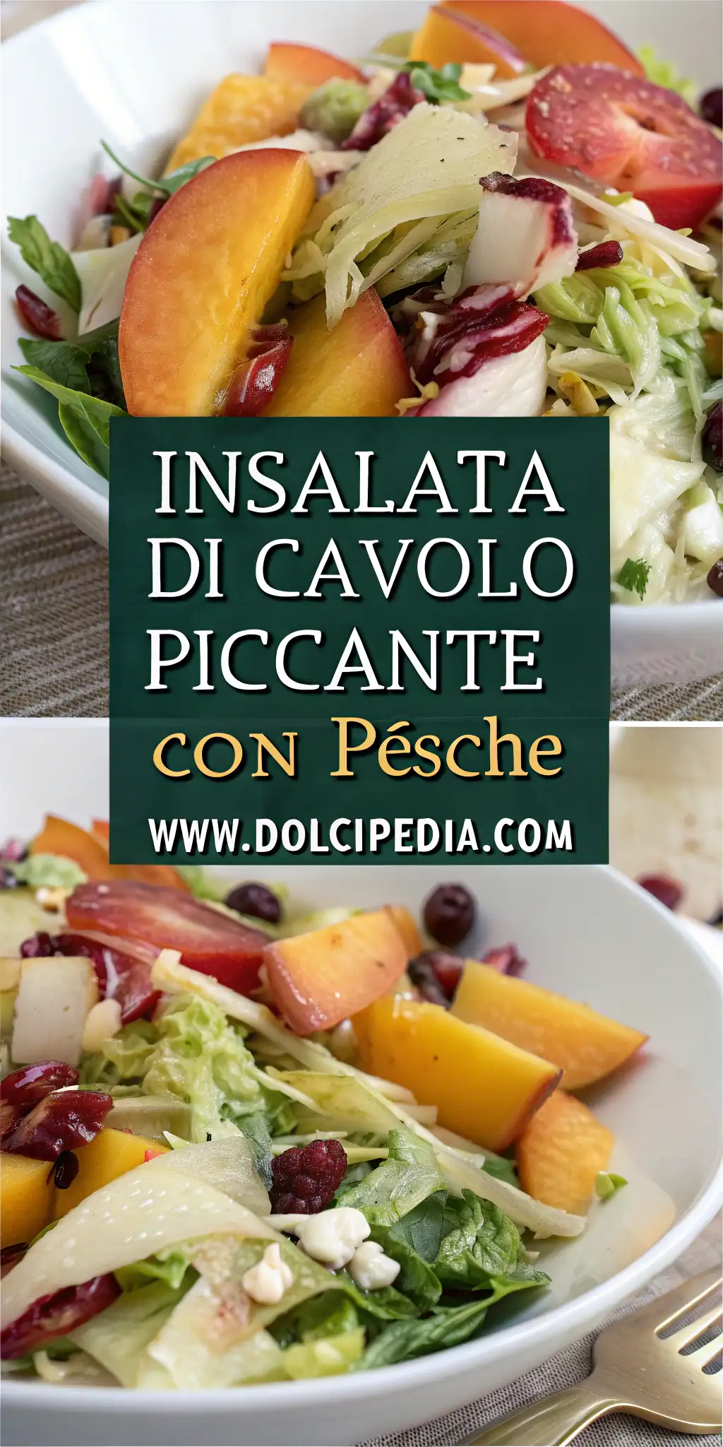 Pinterest image 1 for Insalata di Cavolo Piccante con Pesche