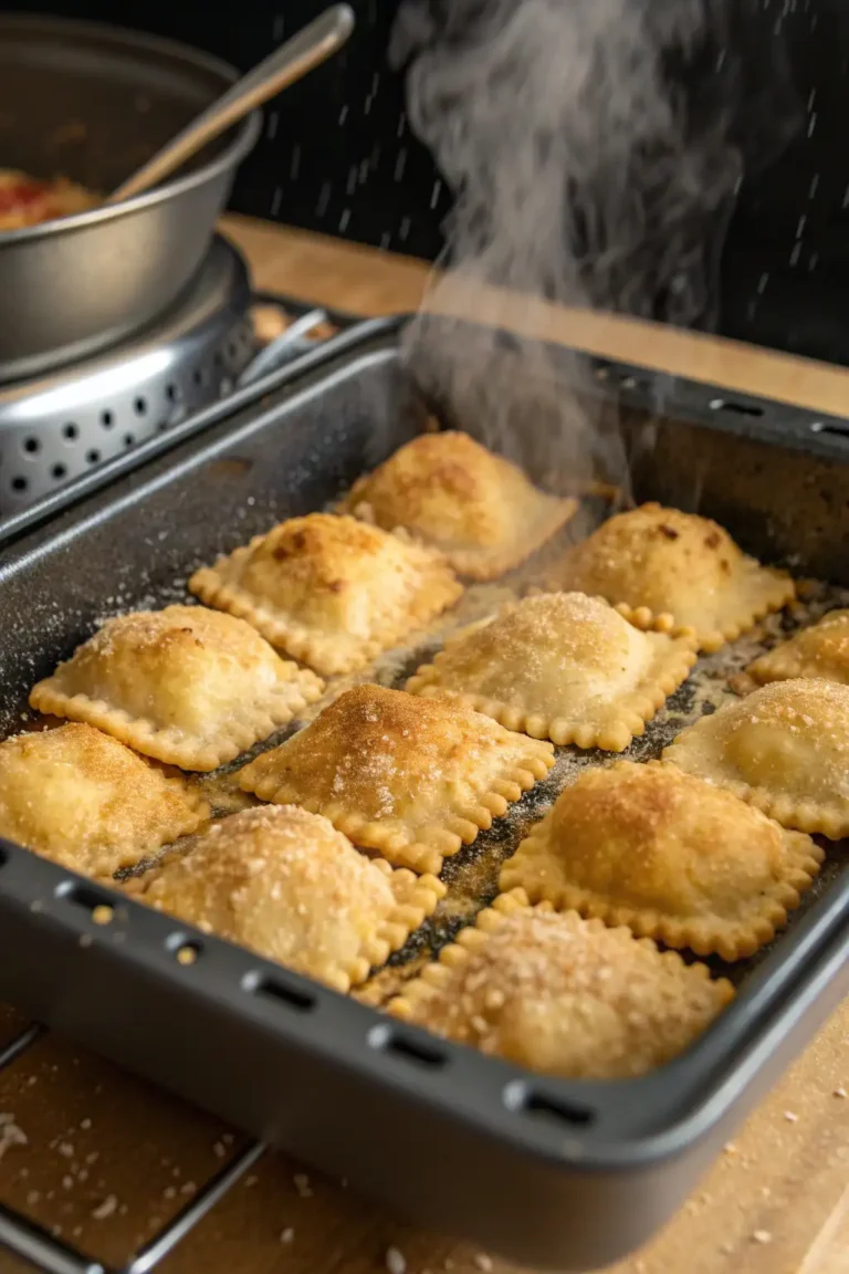 A delicious plate of Ravioli di Pollo Fritti in Friggitrice ad Aria