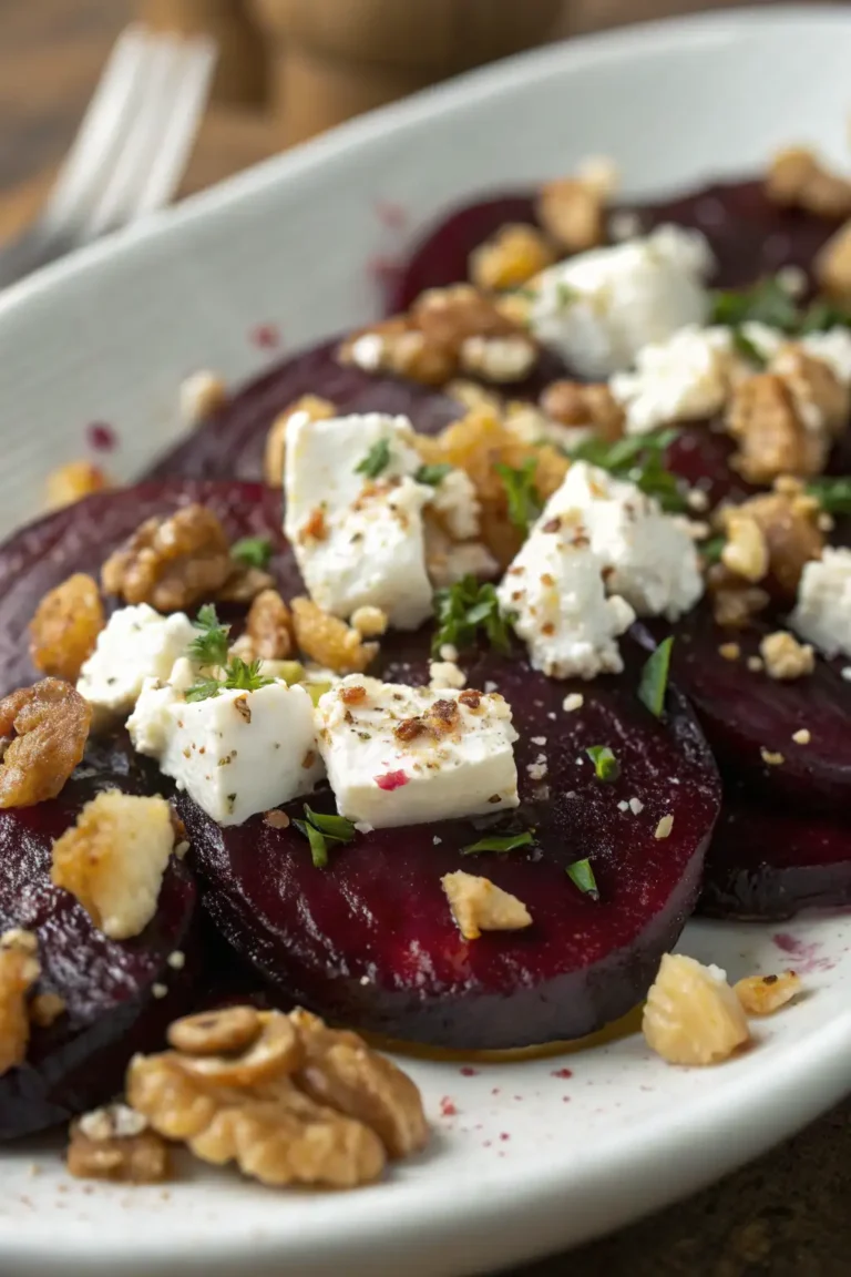 A delicious plate of Barbabietole Arrostite con Formaggio di Capra e Noci