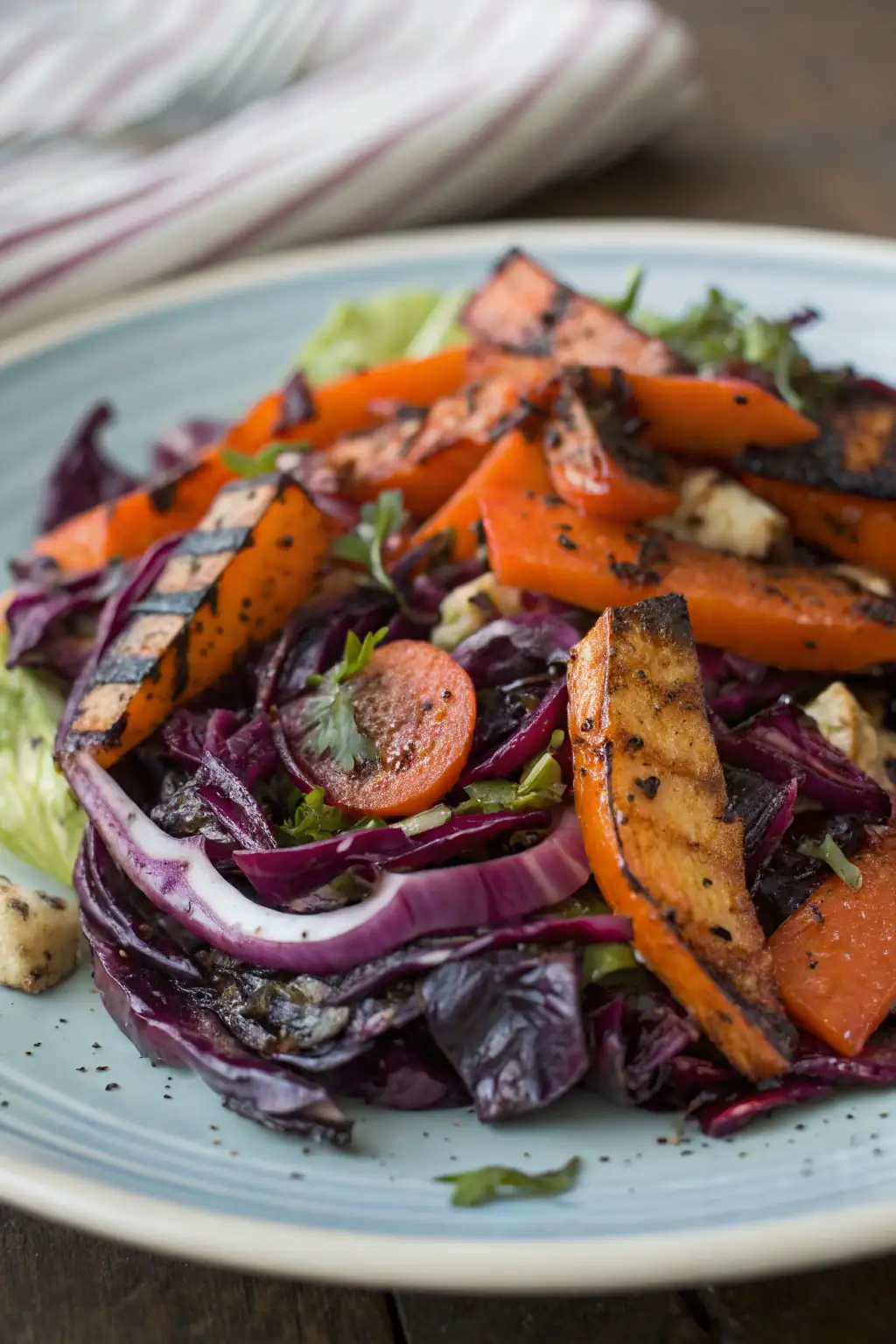 A delicious plate of Insalata di Cavolo Rosso e Carote Bruciacchiate