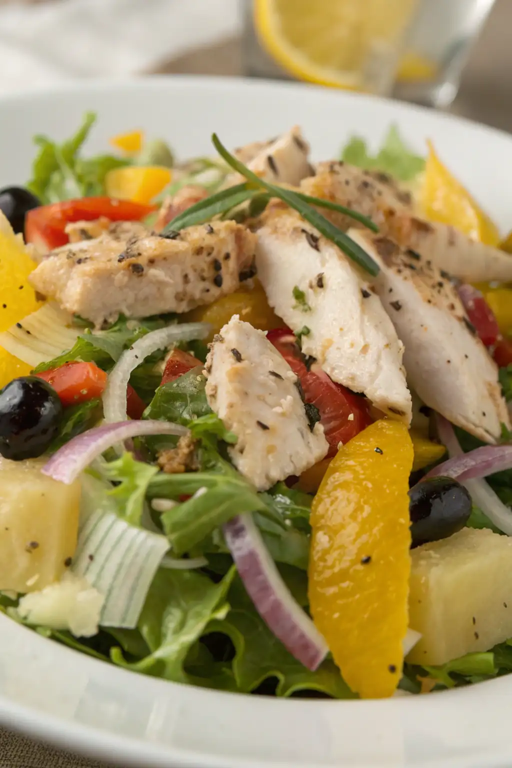 Insalata di Pollo al Limone Nero 1 A delicious plate of Insalata di Pollo al Limone Nero