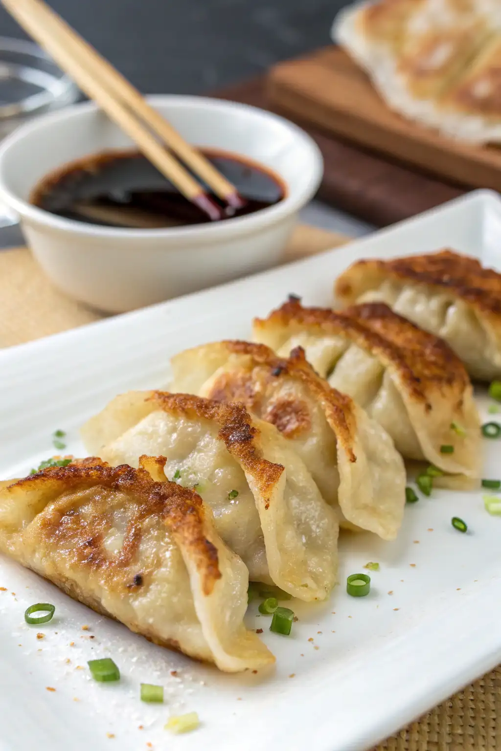 A delicious plate of Gyoza di Pollo Fatti in Friggitrice ad Aria