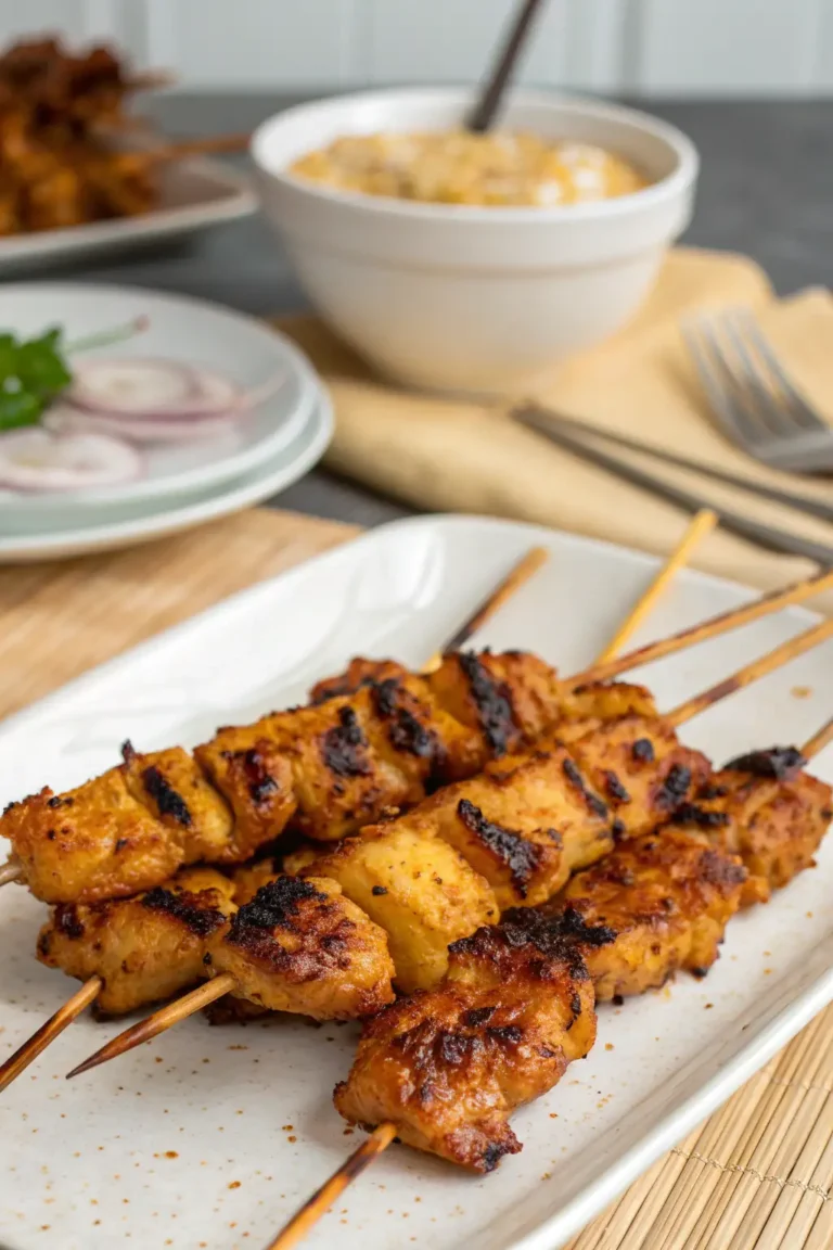 A delicious plate of Pollo Satay con Friggitrice ad Aria