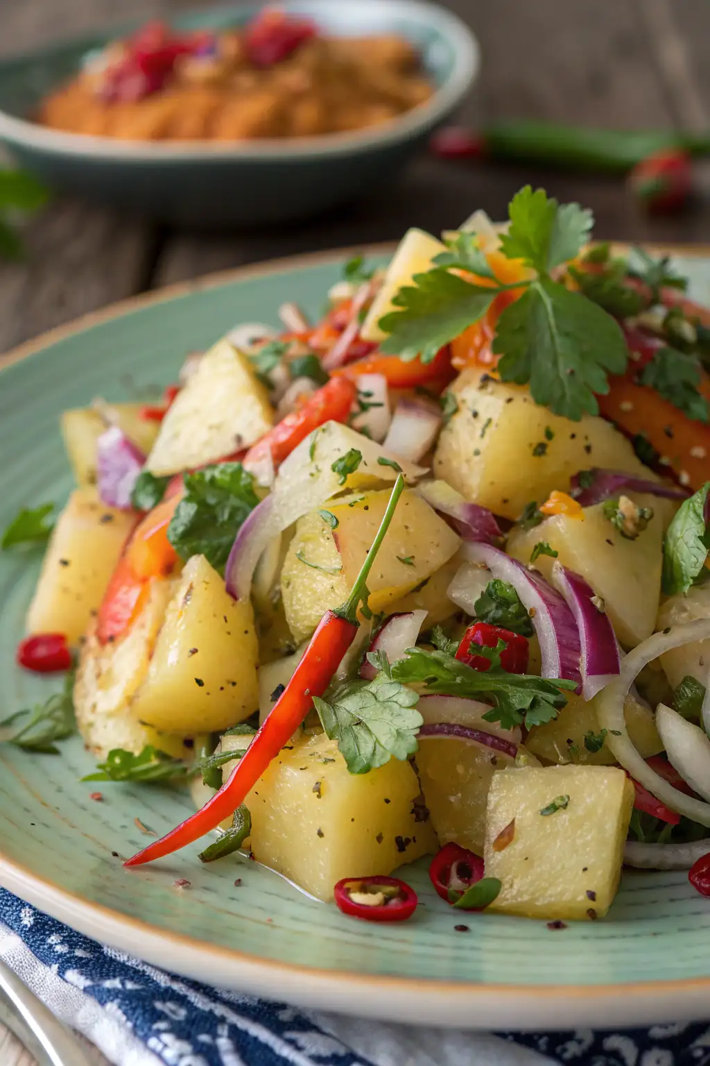 A delicious plate of Insalata di Patate Ispirata alla Thailandia