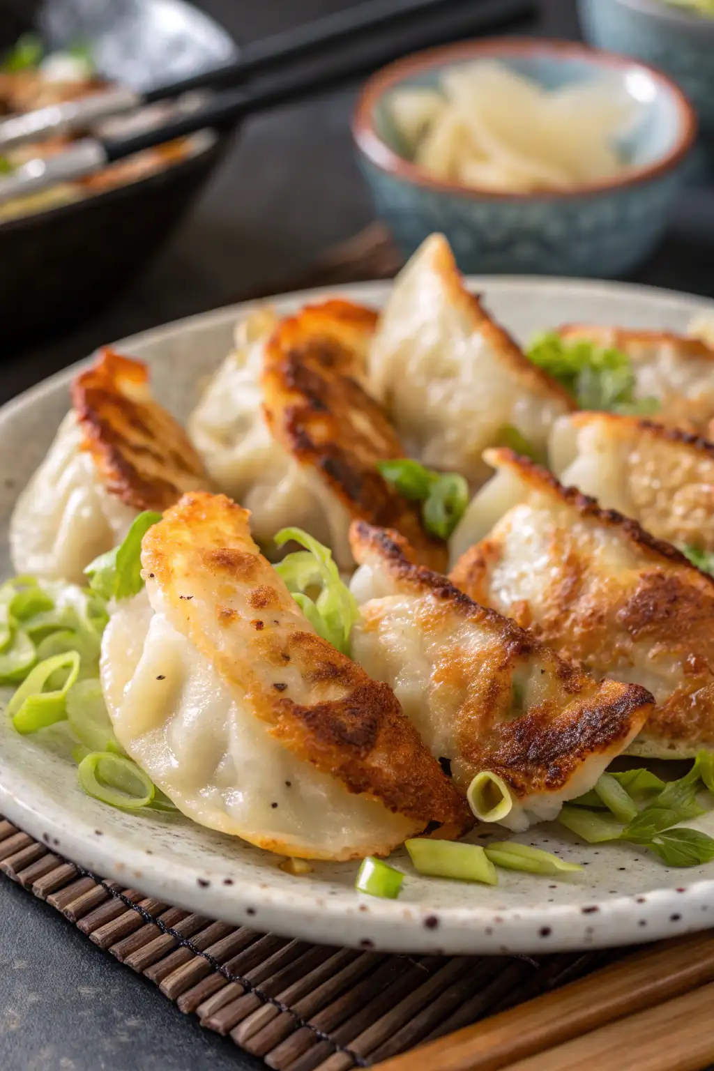 A delicious plate of Gyoza di Pollo Fatti in Friggitrice ad Aria