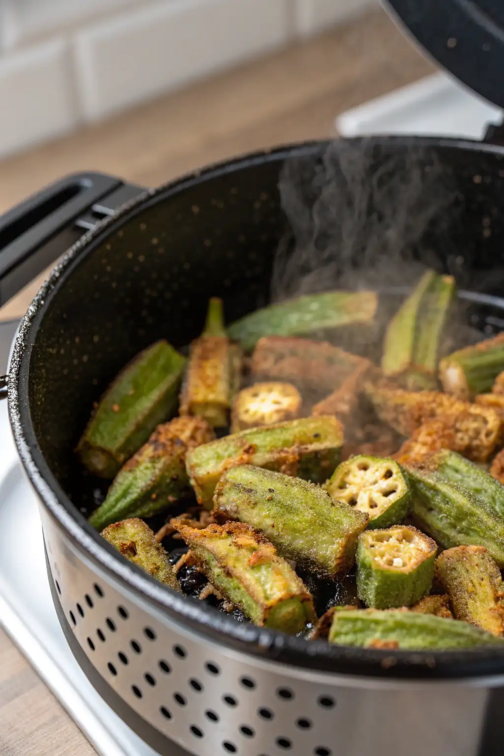 A delicious plate of Okra Fritta in Friggitrice ad Aria