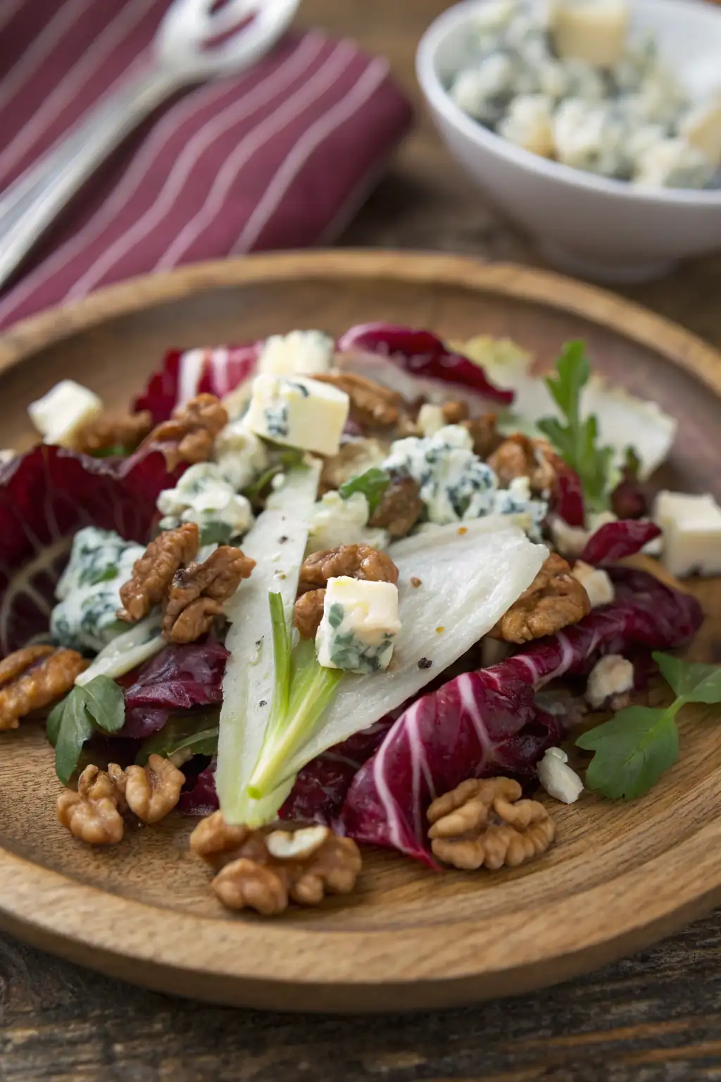 A delicious plate of Insalata di Gorgonzola, Noci e Radicchio