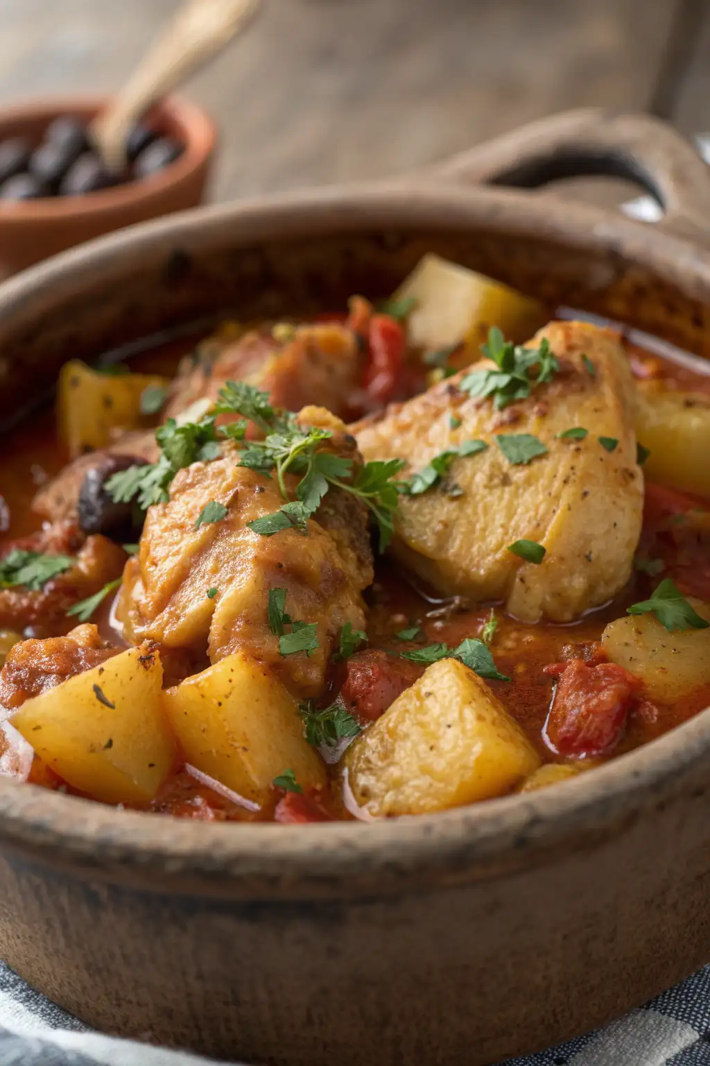 A delicious plate of Ciotola di Pollo e Patate Greca