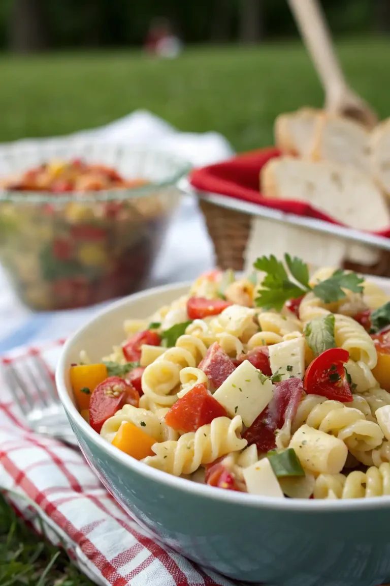 A delicious plate of L'insalata di pasta perfetta per il picnic